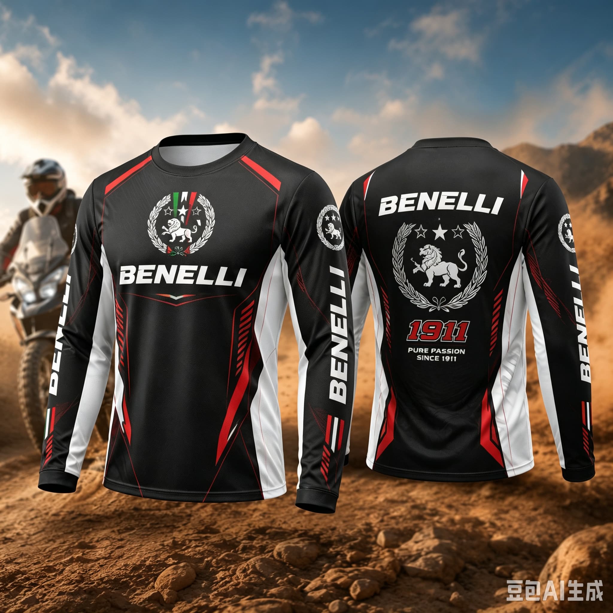 Outdoor Adventure Outfit - Yeni 2027 Benelli Rider Tişört, Uzun